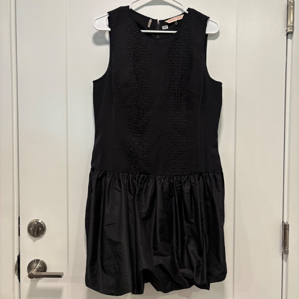 Rebecca Taylor Black‎ Silk Blend Bubble Hem Mini Dress Sleeveless Size 12